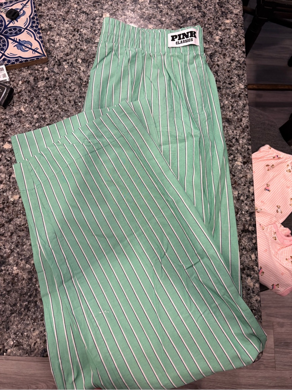 PINK Victoria's Secret Mint Green and White Striped Men’s Pants